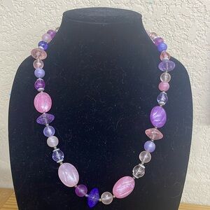 Vintage Bubble Gum and Grape Beaded Necklace.